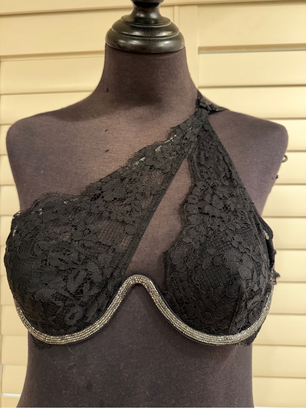 Victoria’s Secret Black Lace Underwire Bra with Rhinestone Trim